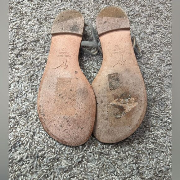 Giuseppe Designer Italian Gray Suede & Leather Sandals - Picture 4 of 4